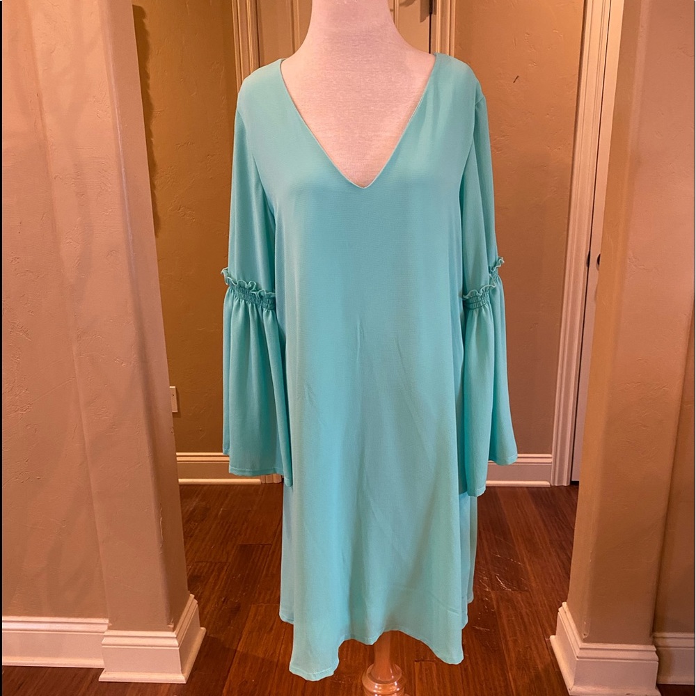 V-neck Aqua Dress
